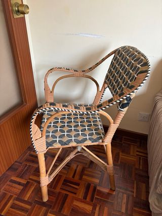 Silla/butaca vintage ratán y madera