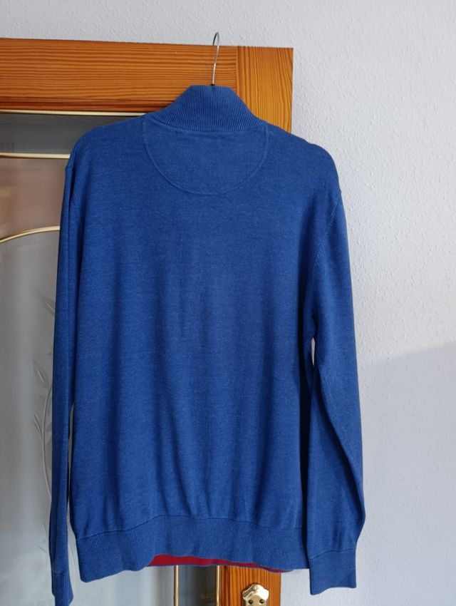 Jersey azul hombre media cremallera