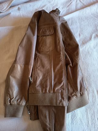 Cazadora Piel Vintage Zara Man Marrón