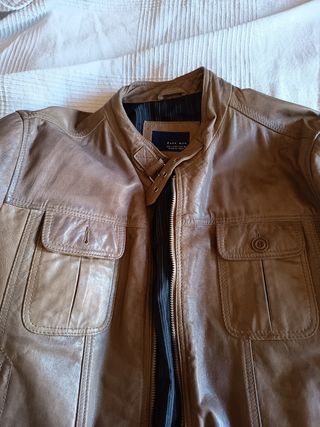 Cazadora Piel Vintage Zara Man Marrón