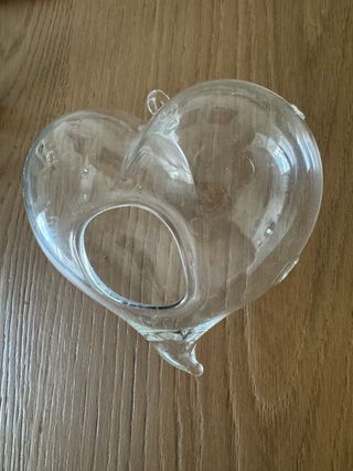 Cuore in vetro trasparente da appendere