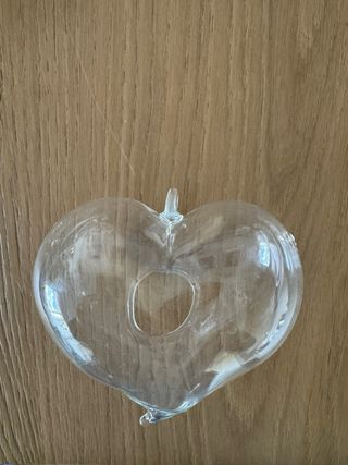 Cuore in vetro trasparente da appendere