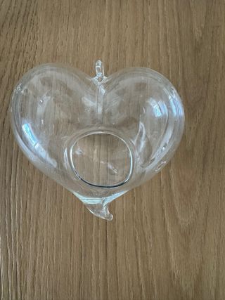 Cuore in vetro trasparente da appendere