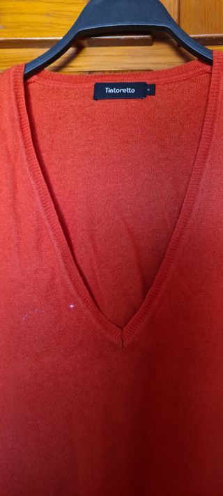 Jersey Tintoretto naranja cuello pico