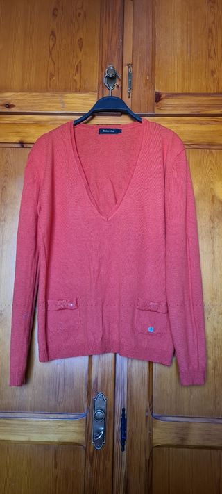 Jersey Tintoretto naranja cuello pico