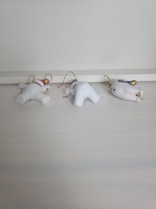 3 Pupazzi Neve Ceramica Decorazioni Natalizie