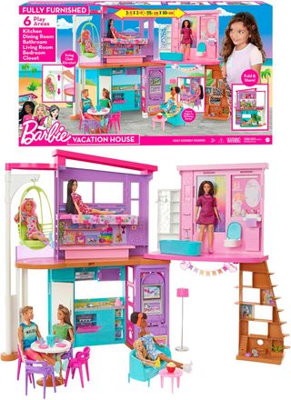 Casa de Muñecas Barbie Malibú Plegable 2 Pisos