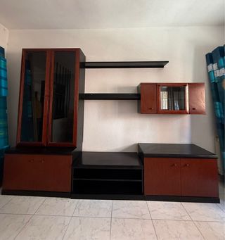 Muebles de salón madera y cristal
