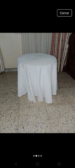 Mesa camilla redonda tela blanca