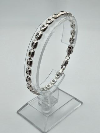 Pulsera Oro blanco 18K piedras blancas, 10gr, 19cm