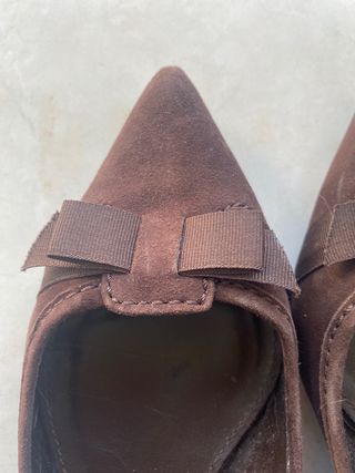 Ballerine scamosciate Zara marroni con fiocco