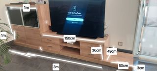 Mueble de salón madera y cristal