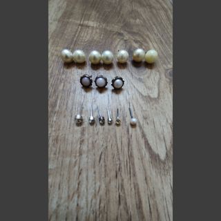 Lote de pendientes perla y plata