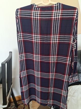 Camisa larga cuadros Mango azul marino