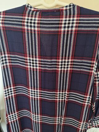 Camisa larga cuadros Mango azul marino