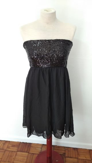 Vestido fiesta lentejuelas negro Talla 42