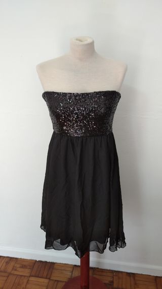 Vestido fiesta lentejuelas negro Talla 42