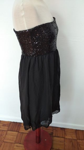Vestido fiesta lentejuelas negro Talla 42