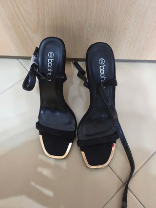 Sandali Boohoo neri oro donna taglia 38