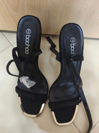 Sandali Boohoo neri oro donna taglia 38
