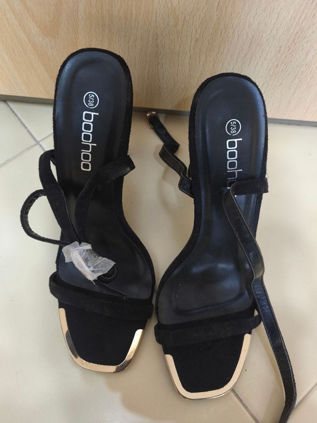 Sandali Boohoo neri oro donna taglia 38