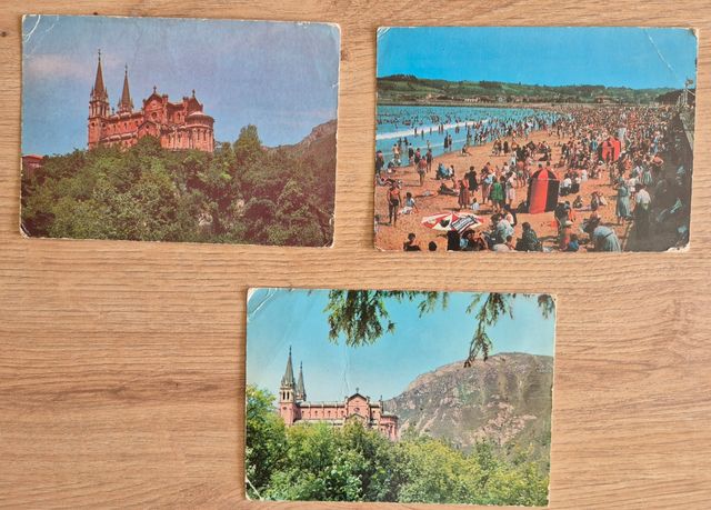 Lote 3 Postales Antiguas Asturias: Covadonga Gijon