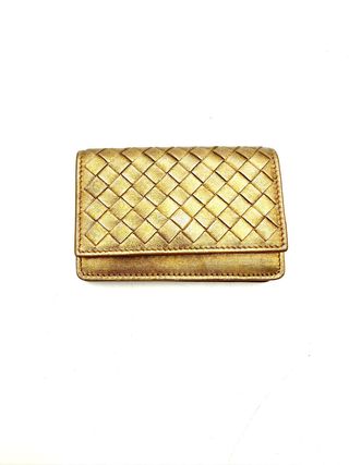 Monedero Bottega Veneta Dorado Tejido
