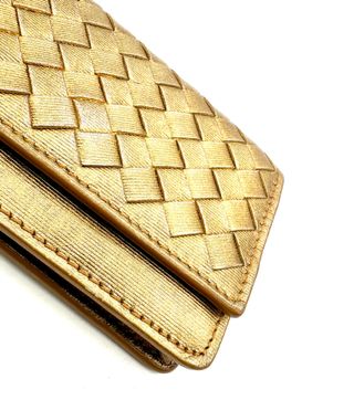 Monedero Bottega Veneta Dorado Tejido