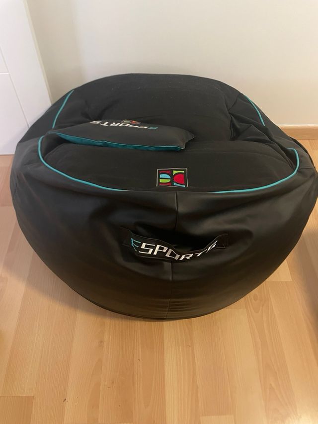 Puf E-Sports Negro con ribete azul