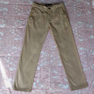 Pantalón Chino Zara Talla S Beige 
