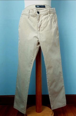 Pantalón Chino Zara Talla S Beige 

