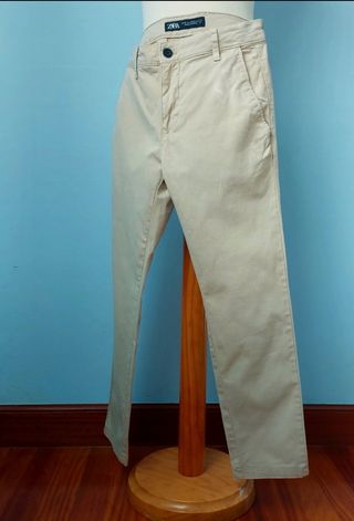 Pantalón Chino Zara Talla S Beige 
