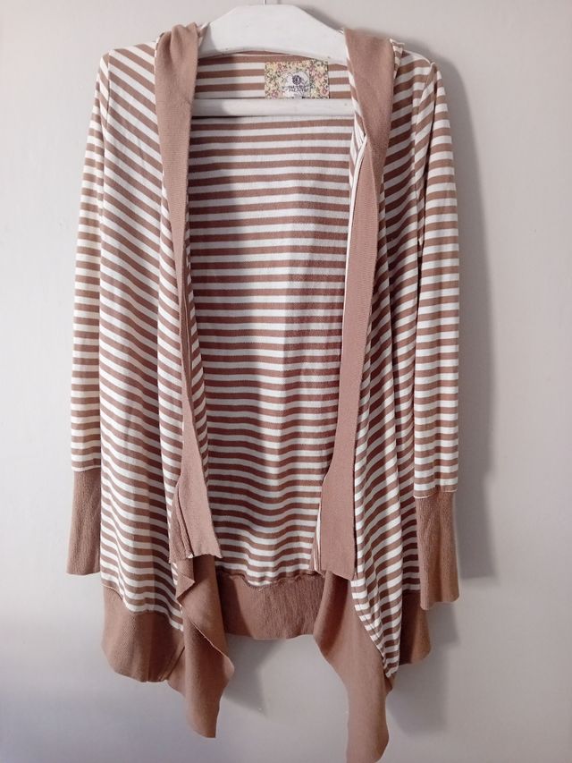 Cárdigan Rayas Marrón y Blanco