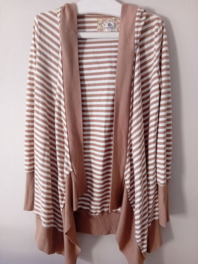 Cárdigan Rayas Marrón y Blanco