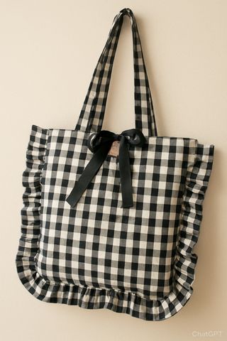 Bolso Tote Handmade Cuadros Vichy Volante