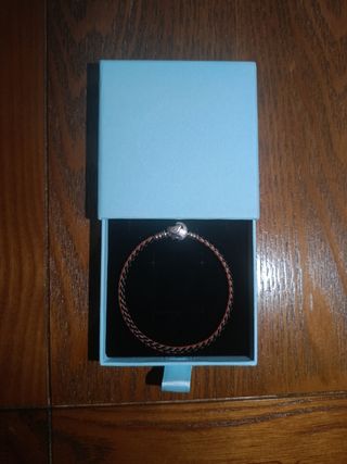 PULSERA ACERO LEÓN CUERO MARRÓN Y PLATA.