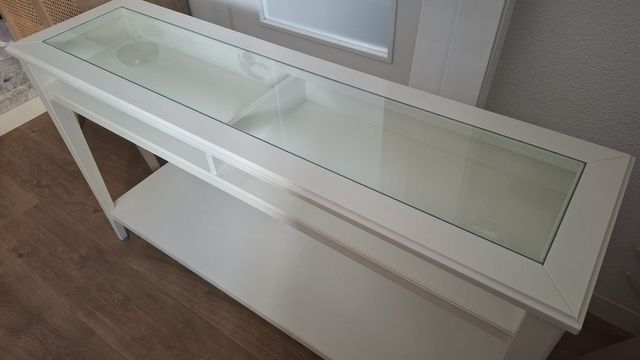 Mesa consola Ikea cristal y madera