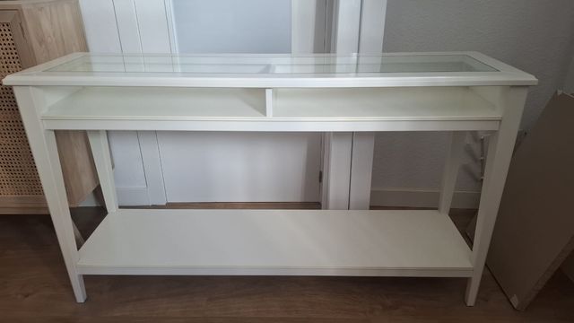 Mesa consola Ikea cristal y madera
