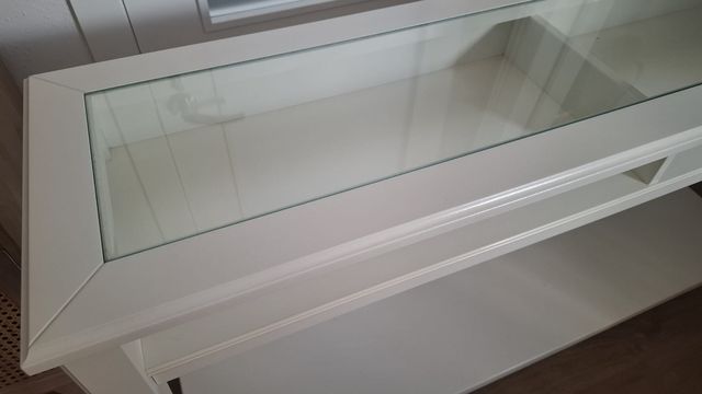 Mesa consola Ikea cristal y madera