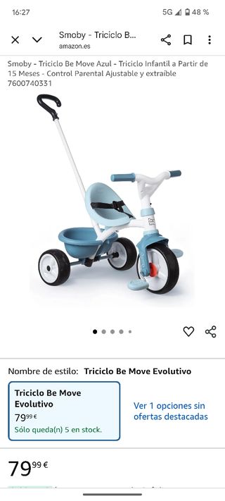 Smoby Triciclo infantil con manillar