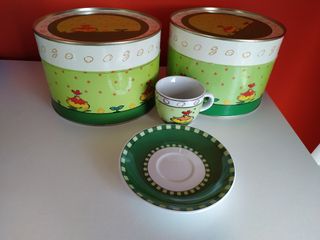 Juego de café con gallinas