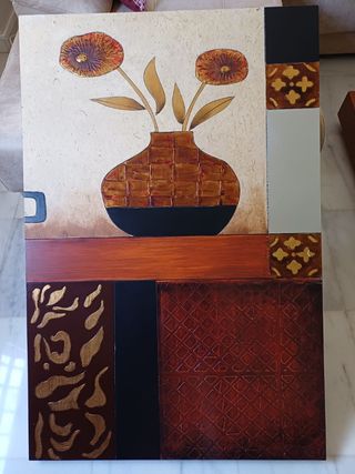 Cuadro decorativo flores y jarrón