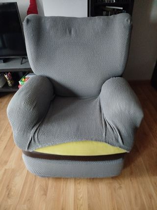 Sillón relax manual con funda gris