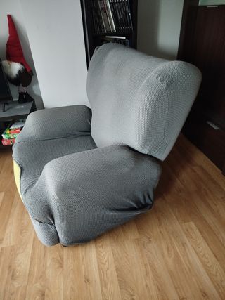 Sillón relax manual con funda gris