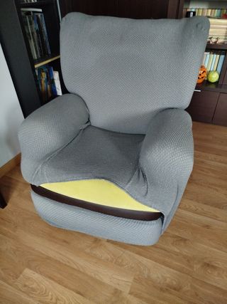 Sillón relax manual con funda gris