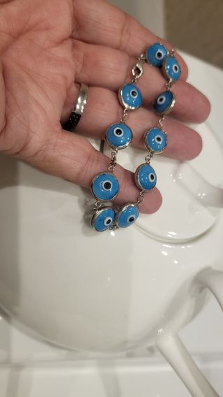 Pulsera Plata Ley 925 Ojo Turco Auténtica