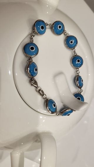 Pulsera Plata Ley 925 Ojo Turco Auténtica