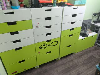 Conjunto Cajoneras Ikea Verde y Blanco