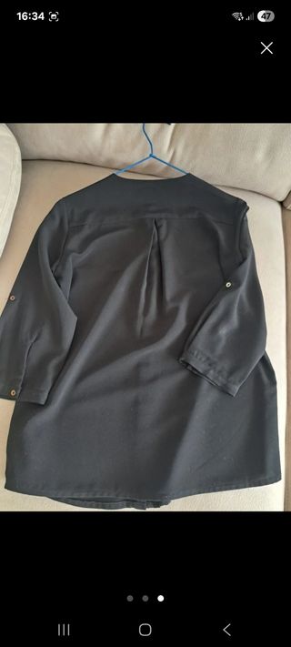 Camisa negra Mango manga tres cuartos