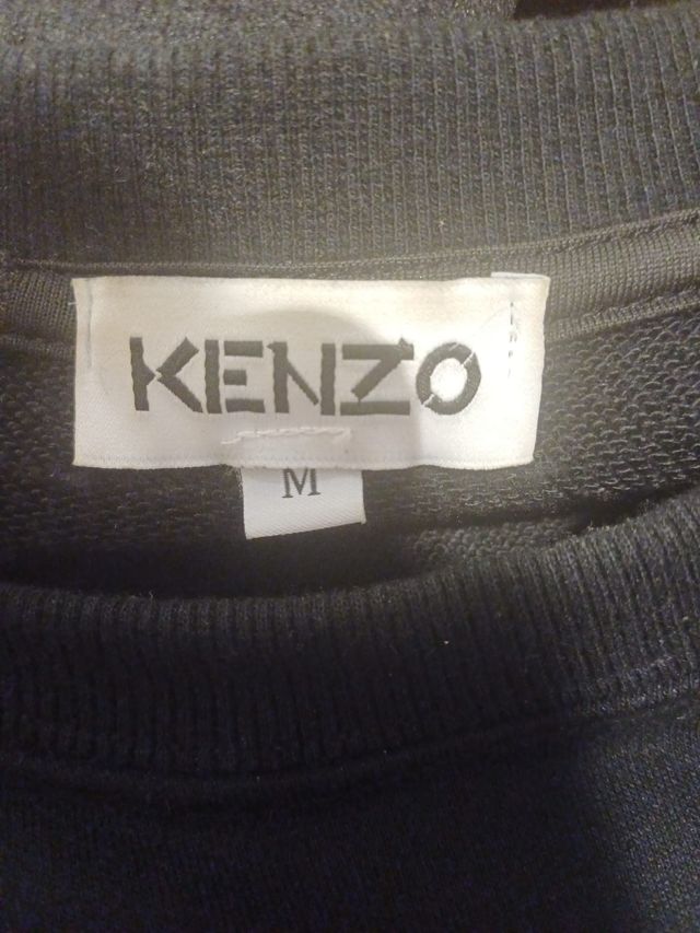 Sudadera Kenzo Negra con Tigre Plateado